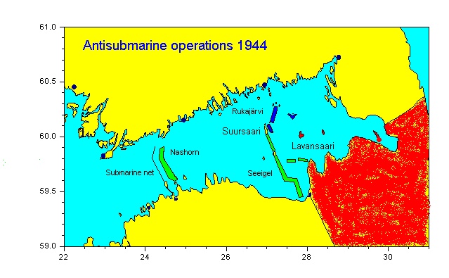 Submarine barrages in 1944.